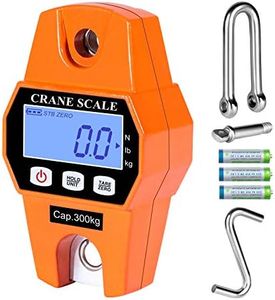 660 LB Hanging Scale/Digital Hanging Scale, Crane Scale 300 KG, Hard Cast Aluminum Housing HD LED Display, Suitable for Fishing, Weigh Luggage, Private Farm, Hunting, (Battery Included)