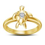 Anopchand Tilokchand Jewellers 14K Yellow Gold Over 925 Sterling Silver Round Cut Cubic Zirconia Tortoise Ring for Unisex (7)