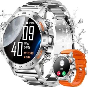 PODOEIL Herren Smartwatch Mit Metallarmband, 1,39 Zoll HD Robuste Militär Smart Watch Mit Herzfrequenz, Blutdruck, Schlafüberwachung Für Android Ios Samsung, 100+ Sportmodi Sportuhr