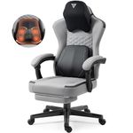 Vigosit Gaming Chair with Heated Massage Lumbar Support, Ergonomic Gaming Computer Chair with Pocket Spring Cushion and Footrest, Recliner High Back PC Chair for Adult, 330lbs, Grey