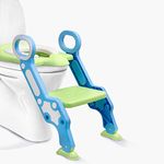 NIRVA WITH DEVICE OF WOMEN PICTURE Foldable Adjustable Non-Slip Step Stool Potty Ladder Toilet Training Chair Seat for Kids (Green)