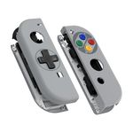 eXtremeRate SFC SNES Classic EU Style Joy con Handheld Controller Housing (D-Pad Version) with Colorful Buttons, DIY Replacement Shell Case for Nintendo Switch Joycon & Switch OLED Joy con