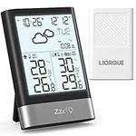 LIORQUE Weather Stations with Outdoor Sensor Wireless Weather Stations for Home, Indoor Outdoor Thermometer Hygrometer Wireless Temperature and Humidity Monitor with Barometer, Date, Weather Forecast