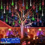 Kwaiffeo Christmas Decorations 20 Tube Meteor Shower Lights (Longer Size), IP44 Waterproof LED Christmas Lights, Plug in Outdoor Tree Lights for Xmas Halloween Thanksgiving Day Decor, Multicoloured