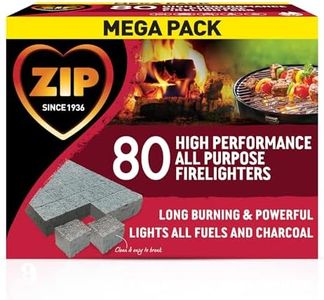 ZIP 80 Firelighters, High Performance All Purpose for Open Fires, Wood Burner, Multi Fuel Stove, BBQ, Firepit, Chiminea and Bonfires, Long Burning and Powerful, Lights all Fuels and Charcoal