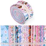 40 Pcs Patterns Fabric Jelly Rolls, 6.25x 100cm Fabric Roll Up, Flower Patchwork Cotton Jelly Roll Fabric, Patchwork Crafts Cotton Fabric Quilting Strips with Different Patterns for DIY Crafts