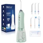 H2ofloss Water Dental Flosser Teeth Pick -Portable Oral Irrigator with 5 Modes, Rechargeable IPX7 Waterproof Orthodontic Teeth Cleaner Pick Cordless for Home Travel-300ml Water Tank (Green)