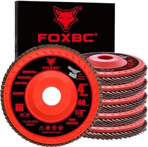 FOXBC 4-1/2 inch Ceramic Flap Disc for Angle Grinder with Speed HUB, 40 Grit, Type 27, Grinding and Polishing for Metal, 5 Pack