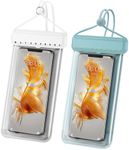 SXunacou Waterproof Phone Bag 2 Bags, Suitable for Phones up to 7.5 Inches, is a Transparent Protective Case for Diving, Beach Fishing, Outdoor Photography, and Mobile Phones (White/green)