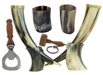 Galaxy Indiacraft Viking Drinking OX Horn | Tankard | Mug | Cup for Ale, Beer, Mead, Wine, Shot Glass, Bottle Opener |100% Leak Free | Natural and Handmade | COMBO OFFERS (2 HORNS COMBO)