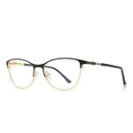 OLIEYE Cat Eye Reading Glasses For Women Retro Design Reader Computer Glasses with Spring Hinges, Gold&black-53, 1.00x