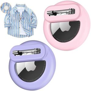 SZJCLTD Apple AirTag Holder for Kids with Pin, Safe Hidden Lightweight GPS Tracker for Kids Compatible with Apple Air Tags-2 Pack for Child, Elderly, Pets Collar, Shoes (Pink+Purple)