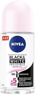 NIVEA Black & White Invisible 48H Protection Water Lily Anti-Perspirant Roll-On, 50ml