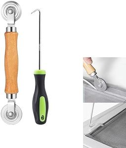 Rolling Screen Tool, Screen Tools for Installing Door Screens Window, Spline Roller with Wood Handle and Dia 1.6 inch Steel Wheels + 1pcs Layering Hook Tool