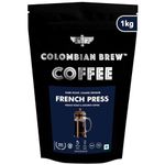 Colombian Brew French Press Coffee Powder, Arabica Roast & Ground, 1kg (Make Hot or Cold Brew)