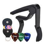 Guitar Picks Guitar Capo Acoustic Guitar Accessories Capo Key Clamp Black With Free 6 Pcs Guitar Picks and Leather Guitar Picks Holder (Black)