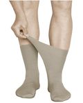 vitsocks Men's Extra Wide Loose Fitting Diabetic Socks (3 PAIRS) Swollen Feet Ankles Legs, beige, 8.5-9.5