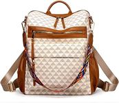 Dora & Liz Womens Backpack Purse Leather Backpack Purse for Women Travel Fashion Backpack Designer Ladies Shoulder Bags, Triangle Beige