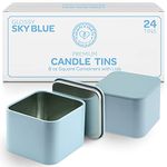 Hearts & Crafts Sky Blue Square Candle Tins 8 oz with Lids - 24-Pack of Bulk Candle Jars for Making Candles, Arts and Crafts, Storage, Gifts - Empty Candle Jars with Lids