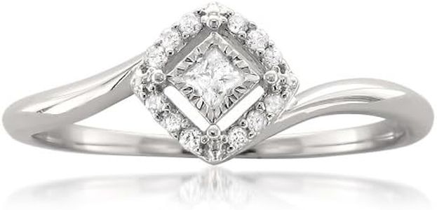 10k White Gold Princess-Cut & Round Diamond Promise Ring (1/8 cttw, H-I, I2-I3)