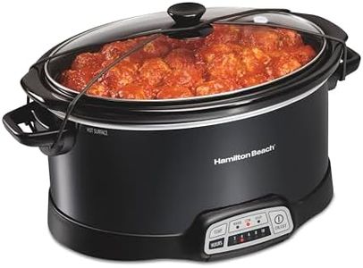 Hamilton Beach Portable 7 Quart Programmable Slow Cooker with Three Temperature Settings, Lid Latch Strap for Easy Travel, Dishwasher Safe Crock, Black (33474G)