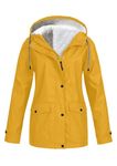 EFOFEI Women Plush Thickening Winter Transitional Jacket Trench Coat Light Waterproof Jacket Warm Parka with Pockets Yellow S