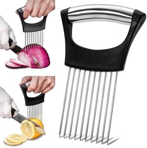 Brelet Lot de 2 Coupe Oignon Eminceur Tomate Concombre Citron Légumes Coupe Oignons Manuel en Acier Inoxydable 2024 Support à Oignons Amélioré pour Trancher Gadget Cuisine Accessoires