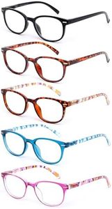 EFE Gafas de Lectura Presbicia Valor Pack 5 Hombre Mujer Unisex con Diseño de Patrón de Templo de Moda Buena Vision Anti Luz Azul Calidad Bisagras de Resorte Lectores 1.75