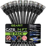 GearIT 10 Pack, Cat 6 Ethernet Cable Cat6 Snagless Patch 14 Feet - Computer LAN Network Cord, Black - Compatible with 10 Port Switch POE 10port Gigabit