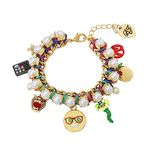 Betsey Johnson School Charm Bracelet, One Size, Metal Glass, no gemstone