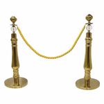 7 star DECOR Golden Ornate Crystal-Adorned Elegant Queue Manager Rope Barrier (Set of 2 Poles & 1 Rope) (GOLD ROPE)