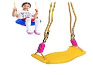 FunBlast Swing for Kids Adjustable Plastic Swing/Kids Jhula, Indoor and Outdoor Hanging Swing for 3+ Years Old Boys and Girls, Kid's Swing Seat with Hand Grip (Multicolor) - 38 Cm