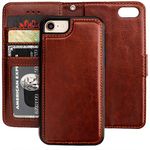 Bocasal iPhone SE (2022)/SE (2020)/8/7 Case with Card Holder PU Leather Magnetic Detachable Kickstand Shockproof Wrist Strap Removable Flip Cover for iPhone 7/8/SE2/SE3 4.7 inch (Brown)