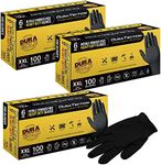 Dura-Gold HD Black Nitrile Disposable Gloves, 3 Boxes of 100, Size Large, 6 Mil - Latex Free, Powder Free, Textured Grip