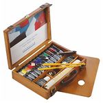 Sennelier Artist Oil Paint Wooden Box Set 12x 40ml Tubes, Palette, Brushes, Cloth