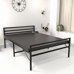 Honey Touch Metal Double Bed | Folding Style No Assembly Required Size: 4Ft X 6.25Ft (Double, With Mattress, Matte)