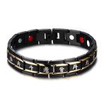 Rockyu Bracelet Magnetic Men's Silver Gold Black Chain Bracelet Women's Germanium Bracelet Stainless Steel Magnetic Therapeutic Bracelet Static Electricity Removal Good for Sleeping