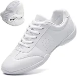 DADAWEN Adult & Youth White Cheerleading Shoe Athletic Sport Dance Shoes Training Competition Tennis Sneakers Cheer Shoes White US Size 6 M Big Kid