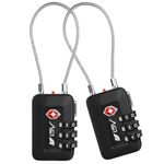 BV TSA Approved Luggage Travel Lock, Set-Your-Own Combination Lock for School Gym Locker, Luggage Suitcase Baggage Locks, Filing Cabinets, Toolbox, Case (Black, 2 Pack)