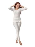 Lux Inferno Ladies's 3/4 Sleeve Long Thermal Set White