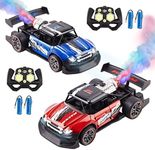 2 Pack Remote Control Drift Car with Spray and Light, Fog Mist Sport Racing Cars, 2.4GHZ 4WD High Speed Off Road Truck, Toy Vehicle for Adults Kids Boys Girls, Blue and Red