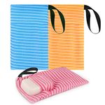 Linkidea 3 Packs Stripes Soap Bag for Soap Bars, Exfoliating Sponge Body Scrubber Shower Soap Holder with Lanyard, Mesh Soap Saver Pouch for Bath Bar Soap, Foaming & Drying Soap Bags Bulk Pack