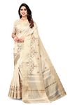 SERONA FABRICS Women's Assam Cotton Silk With Golden Border Thread Embroidered Work Saree With Blouse Piece