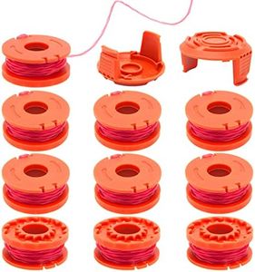 LOYPP WA0010 Trimmer Spool Line for Worx WG154 WG163 WG170 Edger Spool Refills 0.065 inch Trimmer Line for Worx Weed Eater String Wacker Replacement Parts with WA6531 Spool Cap (10+2)