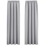 PONY DANCE Thick Blackout Curtains for Patio - Energy Saving Door Curtains Thermal Pencil Pleat Curtains Silver Grey Room Divider for Kitchen Study Cinema Decoration, W90 X L90, 2 Panels