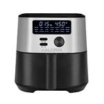 Kalorik MAXX Digital Air Fryer, 4 Quart, 7-in-1 Oilless Air Fryer, Deluxe LED Display + 21 Smart Presets, Includes Recipe Book and 4 Accessories - Stainless Steel