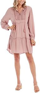 Mud Pie Women's Esther Tiered Dress, Mauve, Medium-Large