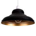 Vintage Retro Style Gloss Black and Gold Metal Easy Fit Ceiling Pendant Lamp Shade