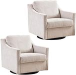 Wrofly Swivel Barrel Chair Set of 2, 360 Degree Linen Swivel Chair with Comfy Back Pillow, Modern Swivel Accent Chair, Oversized Swivel Chair for Living Room Bedroom Office Club (Beige Linen)