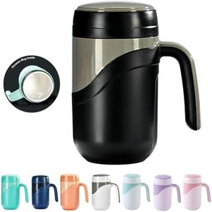 Klaraber Ceramic Travel Mug 12oz, 350ml Ceramic Liner Insulated Mug with Leak Proof Lid and Handle, Perfect for Coffee or Tea, Suitable for Using at Home, Office or School(Black)